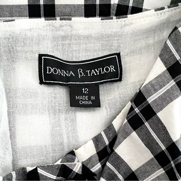 Donna B Taylor Sleeveless Gingham Button Front Dress Black & White Plaid Mini 12 - Picture 6 of 16